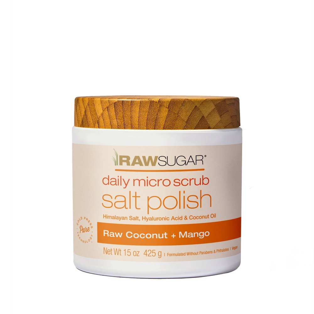 Photos - Shower Gel Raw Sugar Daily Micro Salt Scrub Polish Coconut + Mango - 15oz