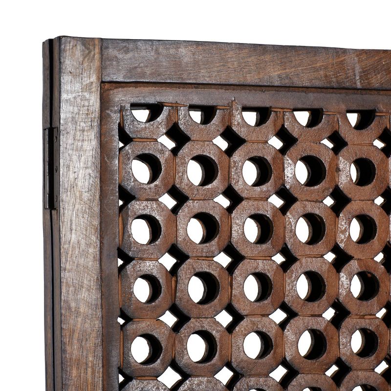 Traditional Wood Rectangle Room Divider Screen Brown - Olivia &#38; May, 4 of 11