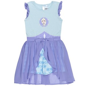 Disney Princess Moana Frozen Rapunzel Jasmine Belle Girls Romper With Skirt Overlay Little Kid to Big - 1 of 4