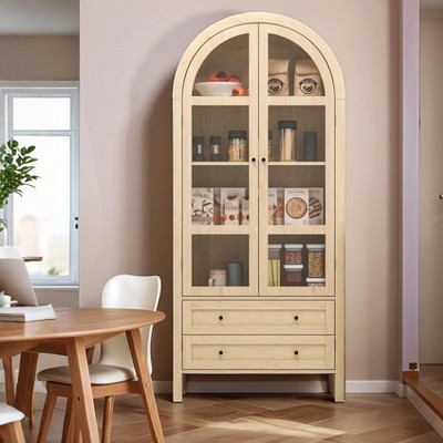 GDFStudio Donald Arched Wood Pantry Cabinets with Adjustable Shelves
