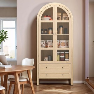 GDFStudio Donald Arched Wood Pantry Cabinets with Adjustable Shelves - 1 of 4
