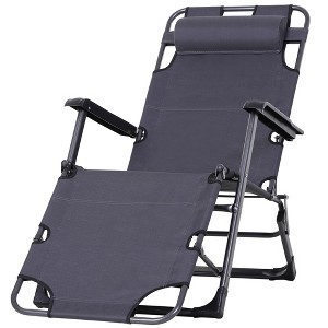 Kumasinova 2-in-1 Folding Patio Chaise Lounge Armchair with Pillow&Pocket,Adjustable Tanning Chair Lounge Chair for Beach,Patio,Deck&Garden - 1 of 4