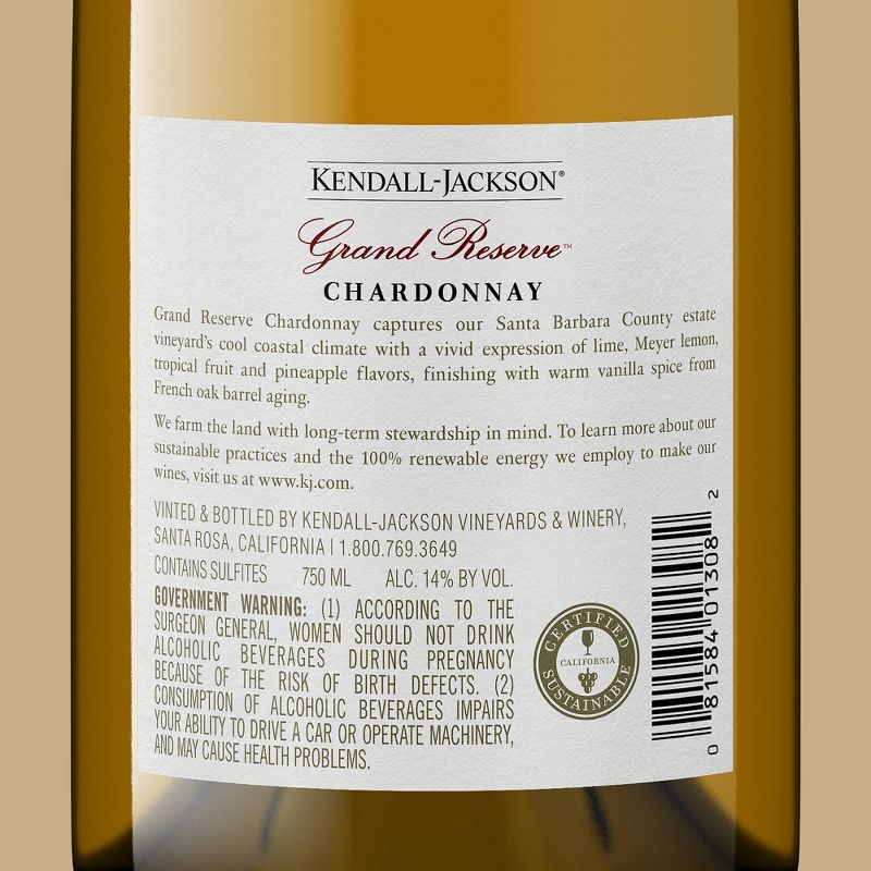 Kendall-Jackson Grand Reserve Chardonnay White Wine - 750ml Bottle, 4 of 8