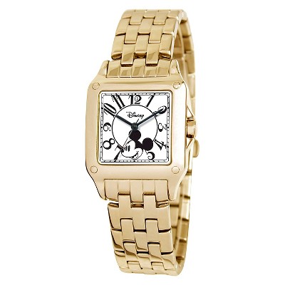 Women's Disney Mickey Mouse Perfect Square Gold Watch - Gold