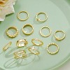 12 PCS Dainty 14K Gold Rings for Women, Eternity Open Chunky Twist Simulated Diamond Criss Cross Designs - 3 of 4