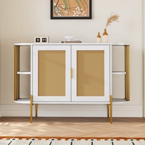 Accent Cabinet With 2 Doors, Storage Cabinet With Open Side Cabinet, Cabinet Coffee Bar Includes An Adjustable Shelf Inside-Cuddlewood - 1 of 4