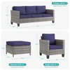 Sonkuki 5-Piece Outdoor Patio Conversation Sofa Set Rattan Wicker Patio Furniture Set with Cushions, Widen Armrest - 2 of 4