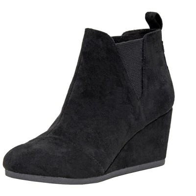 Dunes Women's Zoey Wedge Bootie, Soft Vegan Suede, Easy Slip-On Design, Memory Foam, Wide Widths Available