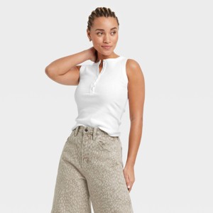 Women's Henley Tank Top - Universal Thread™ - 1 of 4