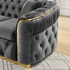 Luxurious 90.6 Inch Velvet Chesterfield Sofa with Button Tufting, Gold Accents, and 2 Pillows - Premium 280g Italian Velvet for Elegant Living Rooms - 2 of 4