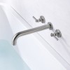 Sumerain Wall Mount Tub Filler Faucet Brushed Nickel High Flow Bathtub Faucet, Long Spout Reach - 4 of 4