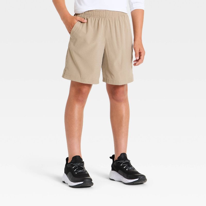 Boys' Textured Woven Shorts - All In Motion™ Light Taupe XS