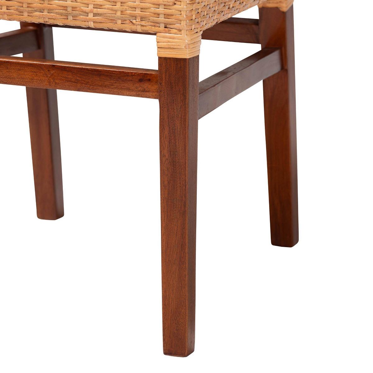 bali & pari Lesia Natural Rattan Dining Chair with Cushion Light Honey/Walnut Brown - thumbnail 5