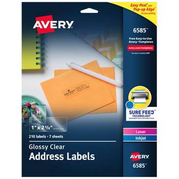 Avery Clear Easy Peel Mailing Labels Inkjet 1 1/3 X 4 140/pack