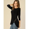 Allegra K Women's 3/4 Sleeve Round Neck Button Decor Casual Stretchy Tunic Tops - 2 of 4