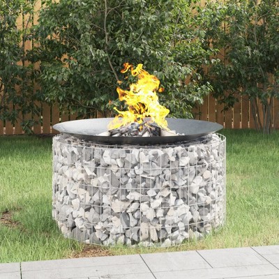 vidaXL Gabion Fire Pit 39.4 in. Galvanized Iron
