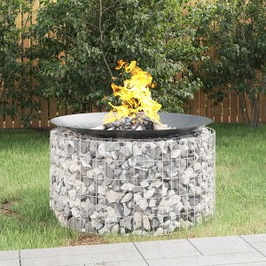 vidaXL Dual Function Gabion Fire Pit and Plant Container - Galvanized Iron Construction, Outdoor Fireplace for Garden - 1 of 4