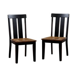 Set of 2 Carey Plank Style Side Dining Chair Antique Oak/Black - Sun & Pine, Brown Black