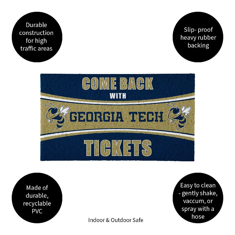 Evergreen Come Back with Tickets Georgia Tech 28" x 16" Woven PVC Indoor Outdoor Doormat, 3 of 7