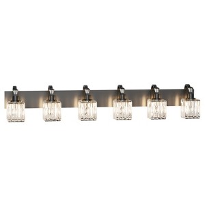 Garvee Modern Crystal Bathroom Vanity Lights Black Bathroom Light Fixtures Crystal Vanity Shower Lights Over Mirror, Mirror Glass - 1 of 4