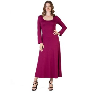 Womens Long Sleeve Maxi Dress - 24seven Comfort Apparel™ - 1 of 4
