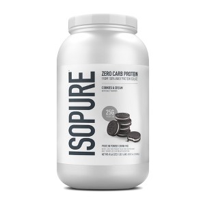 Isopure Zero Carb, Vitamin C and Zinc for Immune Support, 25g Protein, Keto Friendly Protein Powder, 100% Whey Protein Isolate, Cookies & Cream - 1 of 4
