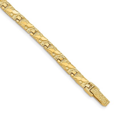 Black Bow Jewelry 5mm 14k Yellow Gold Nugget Link Bracelet, 7 Inch