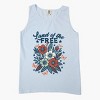 Simply Sage Market Distressed Land Of The Free Flowers Garment Dyed Tank - 3 of 3