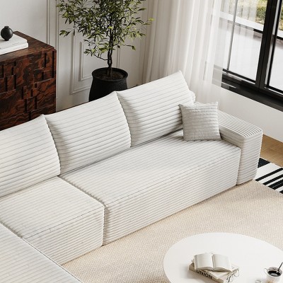 Whisen Convertible Sleeper Sofa Bed, Plush Corduroy Fabric, Back Support with Pillow