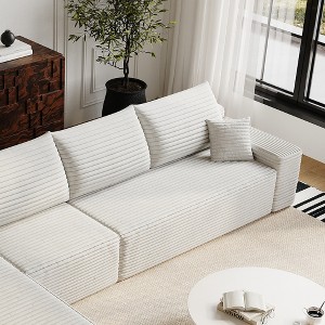 Whisen Convertible Sleeper Sofa Bed, Plush Corduroy Fabric, Back Support with Pillow - 1 of 4