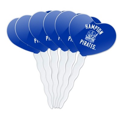 Hampton University Pirates Heart Love Cupcake Picks Toppers Decoration Set of 6