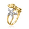 Ross-Simons 0.15 ct. t.w. Diamond Sea Life Ring in 18kt Gold Over Sterling - 3 of 4