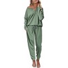Ekouaer Pajamas Women's Waffle Knit Sleepwear Long Sleeve Top with Pants Casual Pjs Loungewear - 4 of 4