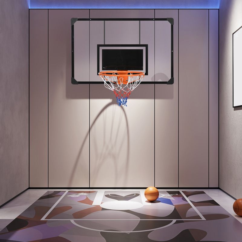 Soozier Wall Mounted Basketball Hoop with Shatter Proof Backboard, Durable Rim and All-Weather Net for Indoor and Outdoor Use, 2 of 7