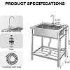 Stainless Steel Utility Sink - Freestanding Commercial Sink with Faucet for Garage/Laundry/Shop - 3 of 4