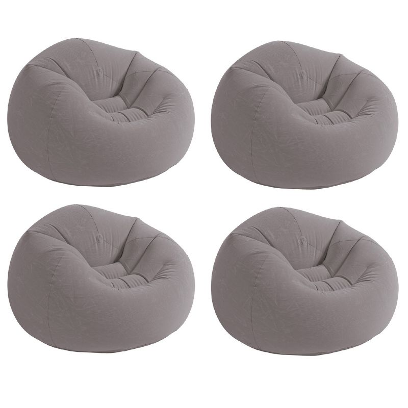 Intex Inflatable Contoured Corduroy Beanless Bag Lounge Chair, Gray (4 Pack), 1 of 7