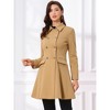 Allegra K Women's Winter Double Breasted Vintage Velvet Contrast Collar Overcoat - 2 of 4