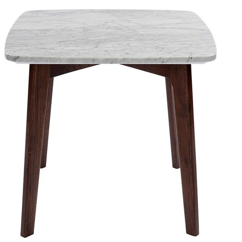 The Bianco Collection Gavia 19.5" Square Italian Carrara White Marble Side Table, 1 of 10