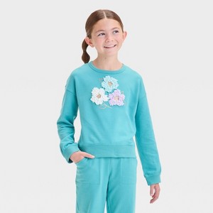Girls' French Terry Pullover Sweatshirt - Cat & Jack™ - 1 of 4