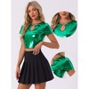 INSPIRE CHIC Women's Keyhole Metallic Short Sleeve Party Shiny Holographic Crop Top - 2 of 4
