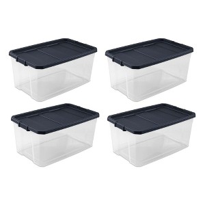 Sterilite 16 Qt Clear Plastic Stacking Storage Containers w/ Gray Lid - 1 of 4