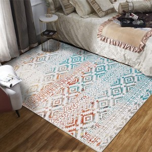 Machine Washable Area Rugs Ultra Thin Boho Vintage Geometric Throw Rugs Non Slip Foldable Floor Cover Stain Resistant Indoor Carpet - 1 of 4