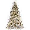 Yaheetech 6Ft/7.5Ft Pre-Lit Snow Flocked Christmas Tree, with 400 White LEDs, 940 Realistic PVC Tips, Metal Hinges & Foldable Base, Green-White - 2 of 4