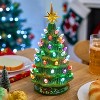 Joyfy 12" Ceramic Christmas Tree - Vintage Pre-Lit LED Tabletop Decor with Flower Leaf Design (Battery Operated) - 3 of 4