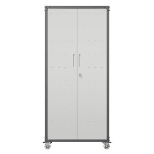 Vynxaria Utility Storage Cabinets - 71" Heavy-Duty Metal Garage Storage with Wheels, Black/Gray - 1 of 4