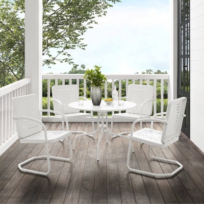 Bates White Gloss 5-Piece Metal Outdoor Dining Set