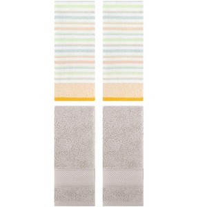 REGALWOVEN 4 Pcs Cotton Soft Comfortable Absorbent Striped Hand Towel - 1 of 4