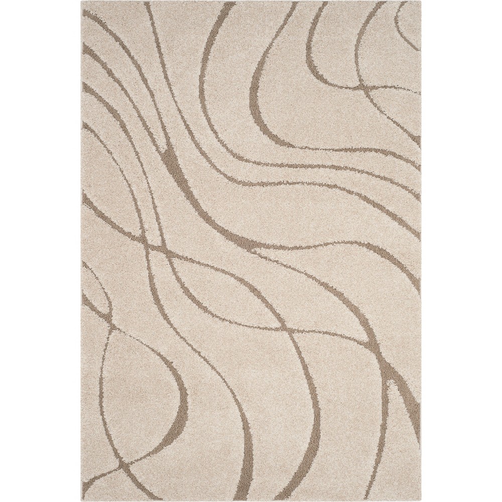 9'6inX13' Wave Loomed Area Rug Cream - Safavieh