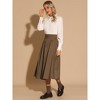 INSPIRE CHIC Women's Vintage Checked High Waist Belted A-Line Plaid Skirt - 3 of 4