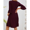 Maternity Women 3/4 Sleeve Smocked V Neck Dress Fall Casual Boho Flowy Ruffle Midi Dress for Baby Shower Photoshoot - 4 of 4